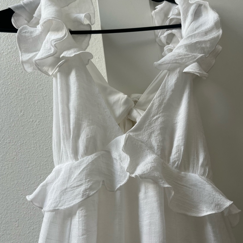 NanaMacs White Ruffled Halter Top